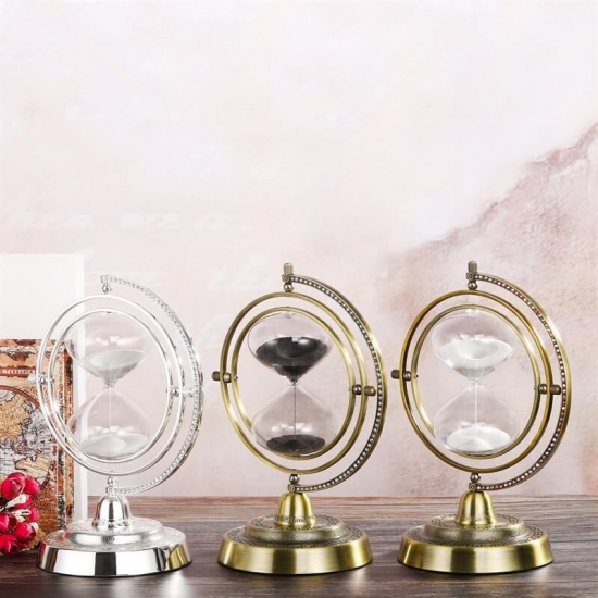 silver globe sand timer