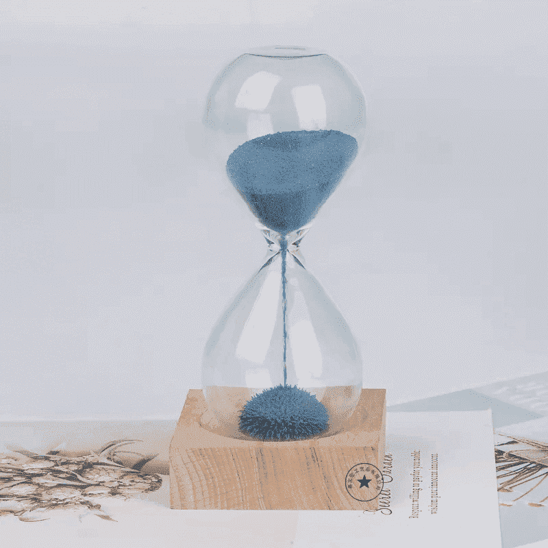 Glass Timer With Wooden Base
