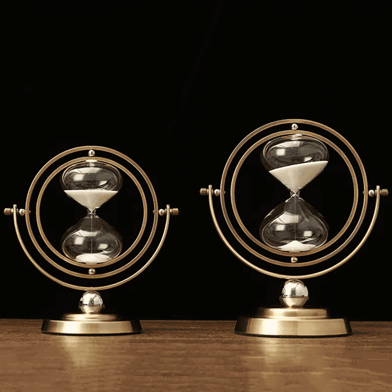 Metal sand timer decor