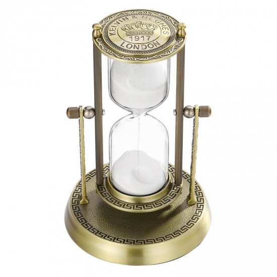 Rotating brass hourglass decor