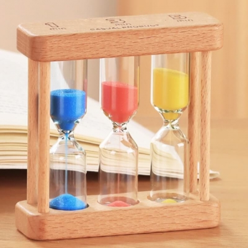 Wooden frame hourglass clock