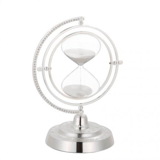 Silver globe hourglass
