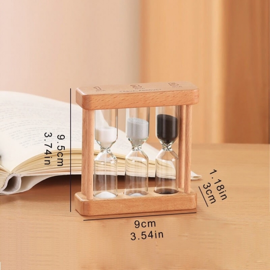 Wooden frame hourglass clock