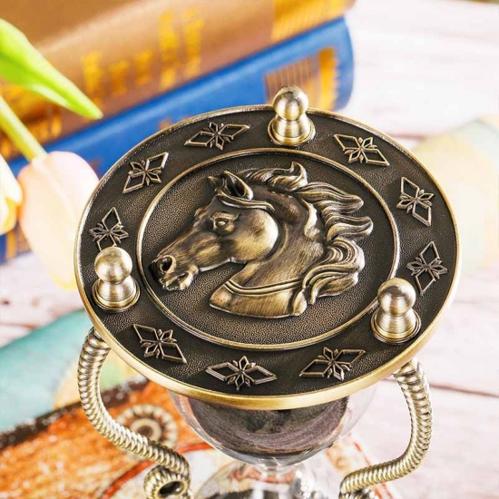 Metal engraved clock hourglass timer