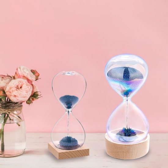 Wood base magnetic hourglass
