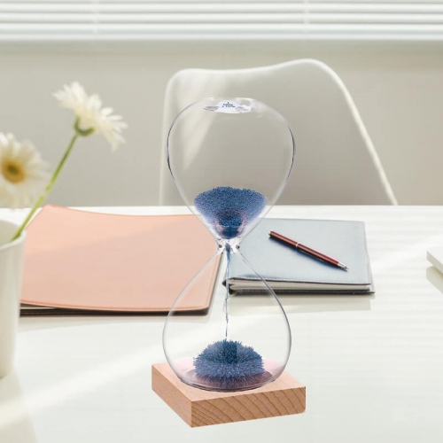 Wood base magnetic hourglass