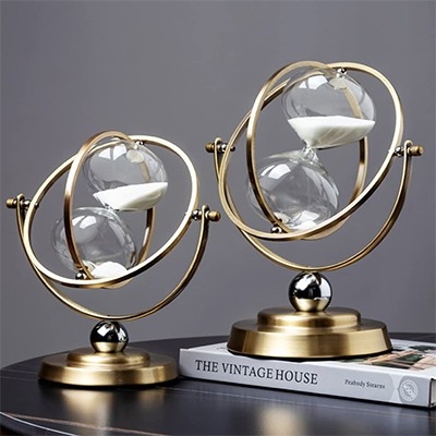Globe rotating hourglass