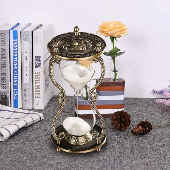 Metal engraved clock hourglass timer