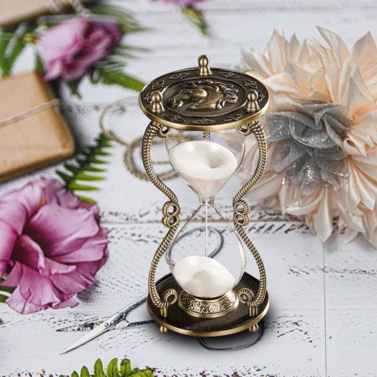 Metal engraved clock hourglass timer