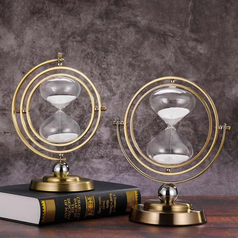 Globe rotating hourglass