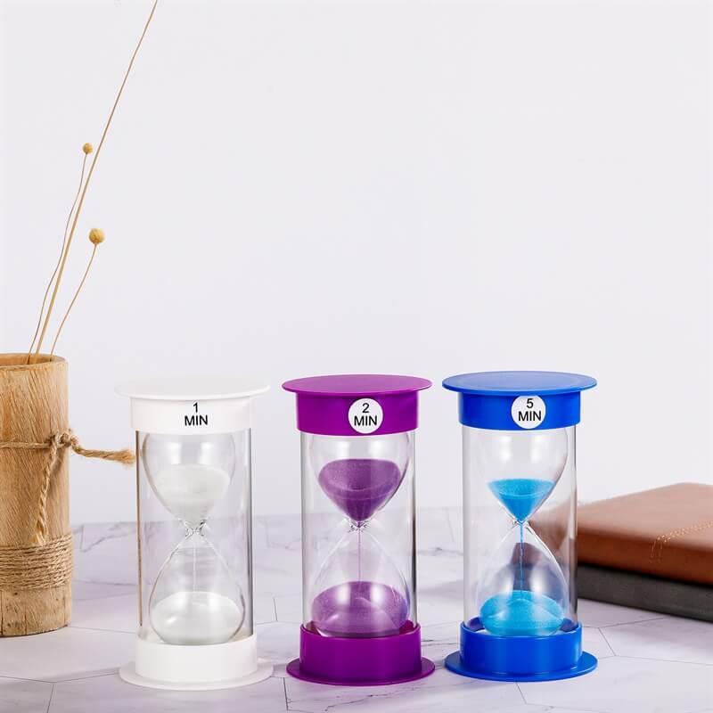 Small round plastic sand timer