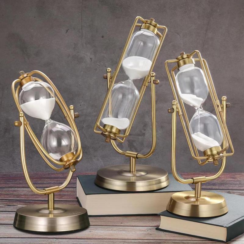 Large brass hourglass sand timer