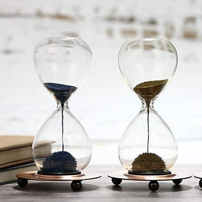 Magnetic Sand Glass  Timer with Wooden Base