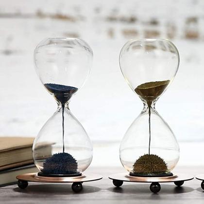 Magnetic Sand Glass  Timer with Wooden Base